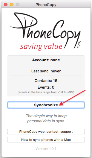 Start PhoneCopy for Mac