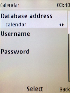 To Database address write Calendar