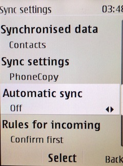 Select if you want to use automatic sync