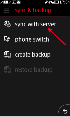 Choose Sync with server