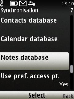 Select Notes database