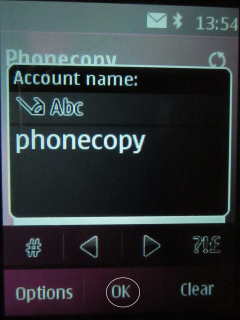 Type Phonecopy into box Account name. 