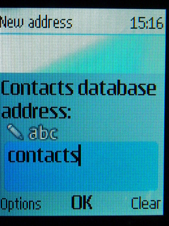 Type contacts into Database address field