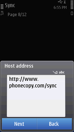 Enter http://www.phonecopy.com/sync