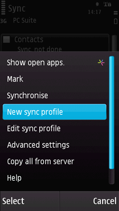 Select New Sync Profile