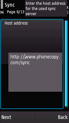 Enter http://www.phonecopy.com/sync