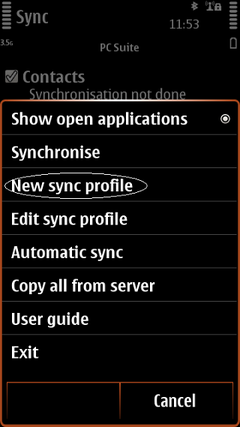 Select New Sync Profile