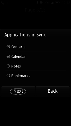 Choose items for synchronize