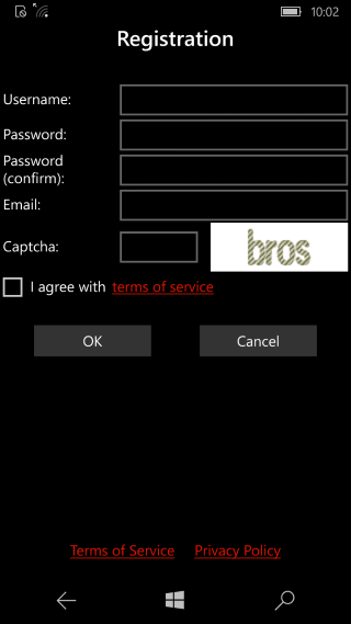 Fill in your Username and Password or Register new account
